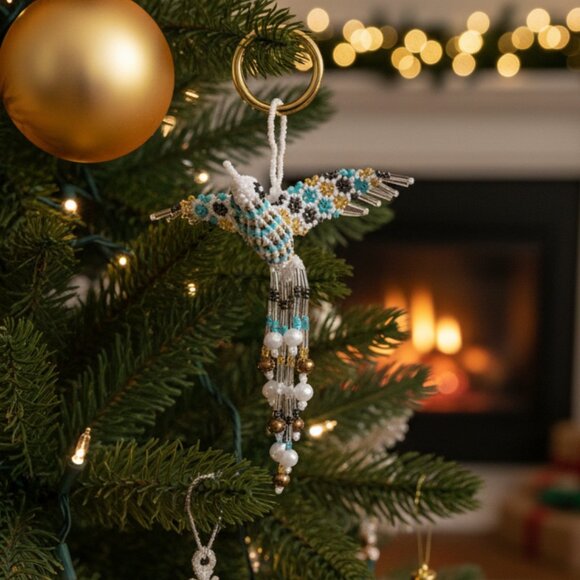 Colorful Beaded Hummingbird Accessory Bag Charm, Key Ring, Keychain Holiday Gift - Picture 4 of 6